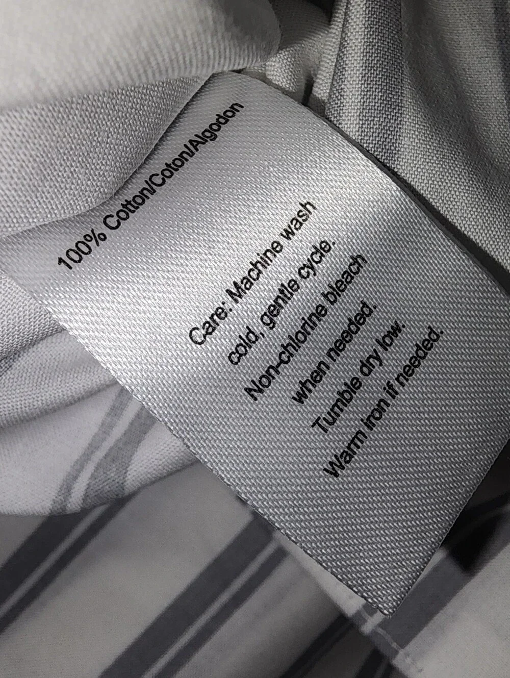 NEW! Berkshire 100% Organic Percale Cotton Duvet Set Full/Queen - Grey Stripes